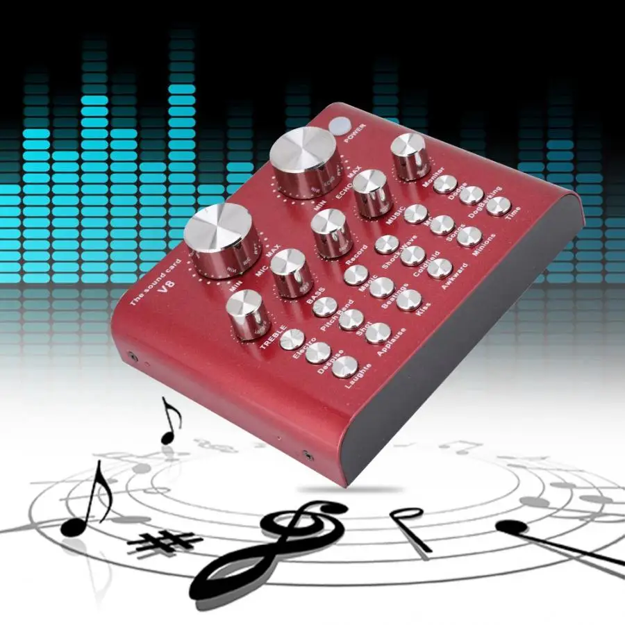 

Professional Sound Card V8 Digital Audio Mixer Microphone Music Audio Headset Entertainment Karaoke Sound Mixer Live Sound Card