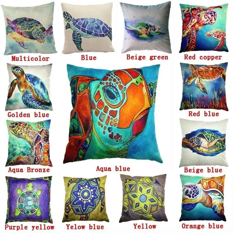 

HGLEGYW Pillow Cover Cushion Home Linen Case Cute Sea 18 Inches Cotton Turtle