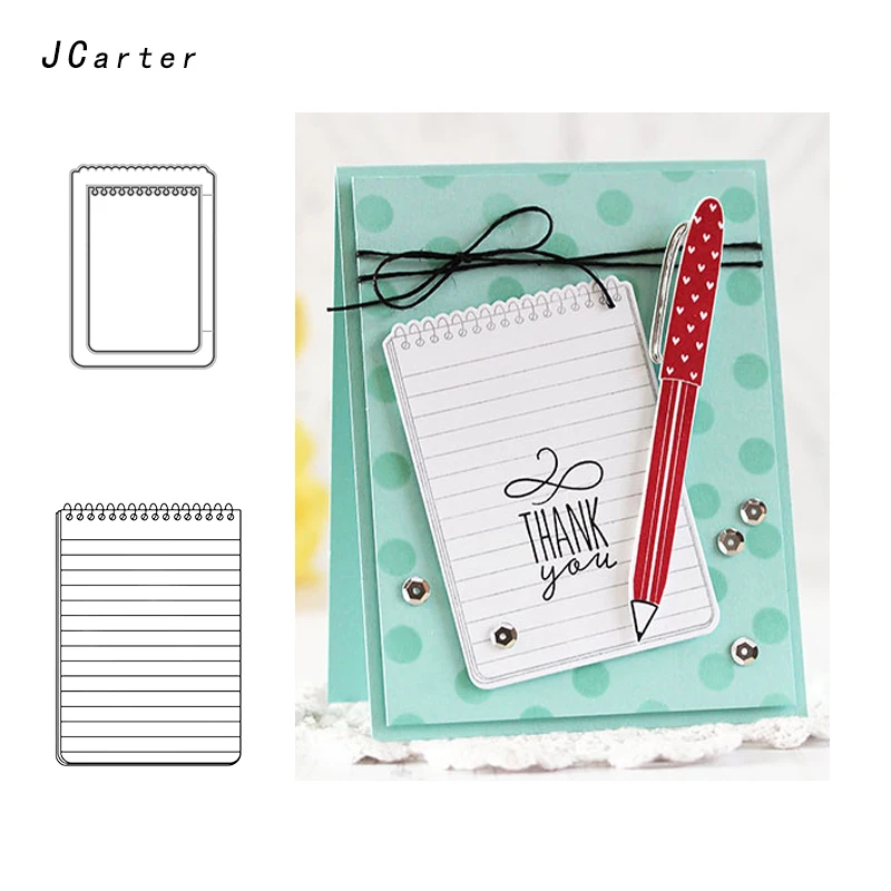 

JCarter Notebook Shape Metal Cutting Dies or Clear Stamps for Scrapbooking DIY Embossing Folder Paper Maker Background Template