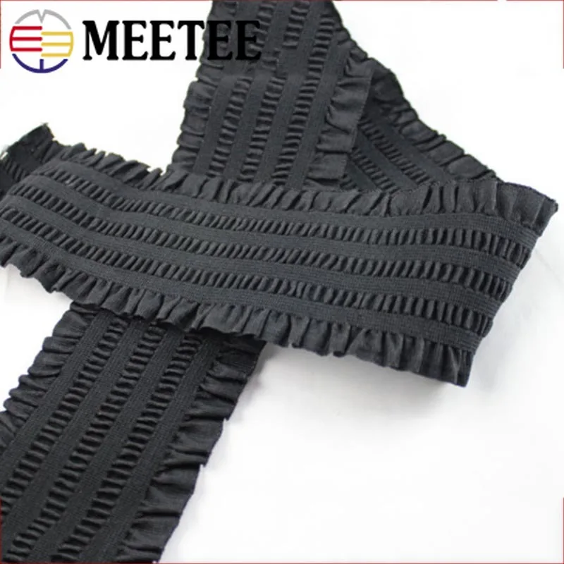 

Meetee 2meters 50/60/75mm Lace Black Elastic Band Pants Waist Belt Luggage Skirt Garment DIY Sewing Handmade Supplies AP586