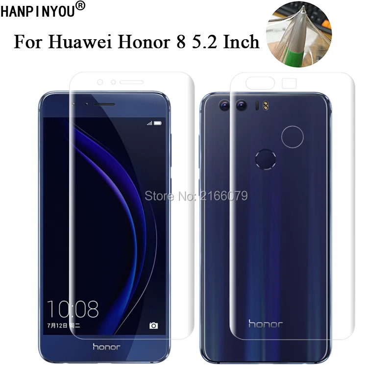 

For Huawei Honor 8 5.2" Soft TPU Front Back Full Cover Screen Protector Transparent Protective Film + Clean Tools