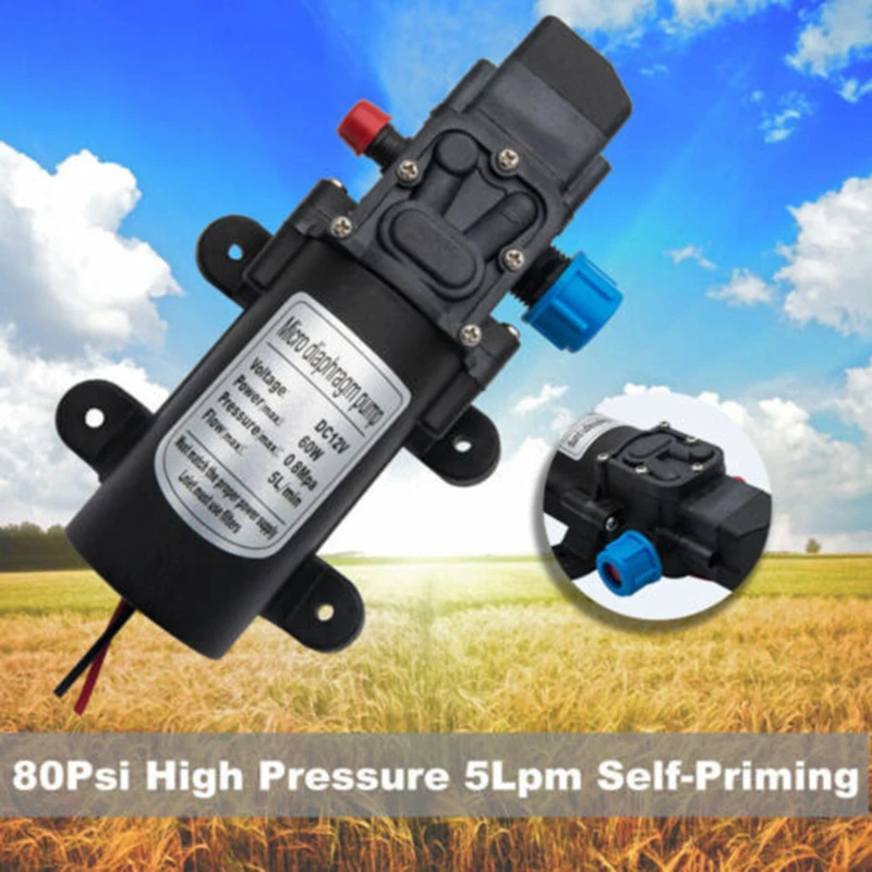 

12V High Pressure Micro Diaphragm Water Pump 5L/Min 80Psi For Car Caravan Boat
