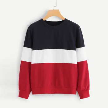 

Feitong Womens Crop Tops Sweatshirt Long Sleeve Cut Sew Patchworkl Pullover Stripe Hoodie Print Sweatshirt Tops sudadera mujer