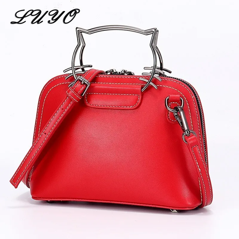

2019 Fashion Cat Genuine Leather Shoulder Bags Female Luxury Handbags Women Messenger Bags Designer Woman Bag Sac A Main Bolsas