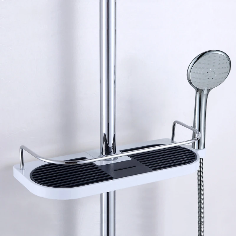 ZhangJi держатель для хранения в ванной комнате высококачественный поддон для шампуня держатель для душевой головки регулируемые полки для ванной комнаты полка для хранения мыла