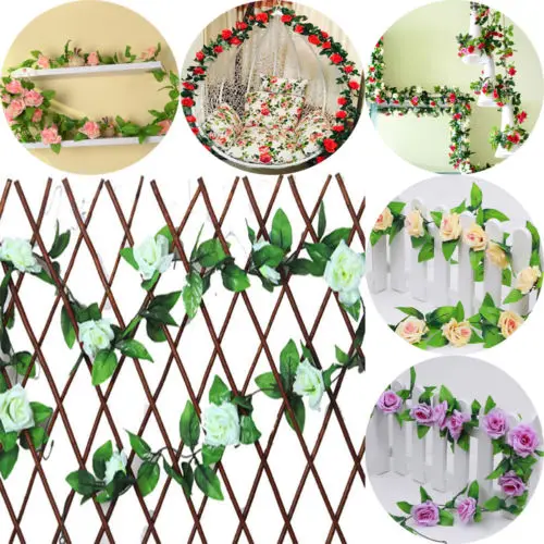 2x 7 футов DIY веревка искусственный цветок роза лоза гирлянда из листьев плюща