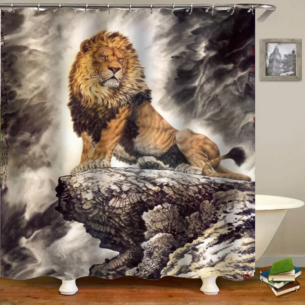 Cortinas de ducha con Animal divertido para decoración del hogar, juego de cortinas colgant de