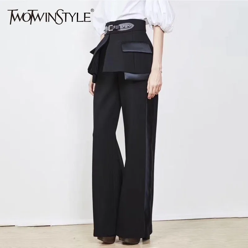 Meilleur Deutwinstyle 2019 printemps pantalon pour femmes pantalons à jambes larges avec ceintures taille haute lâche Hit couleurs pantalon femme vêtements élégants