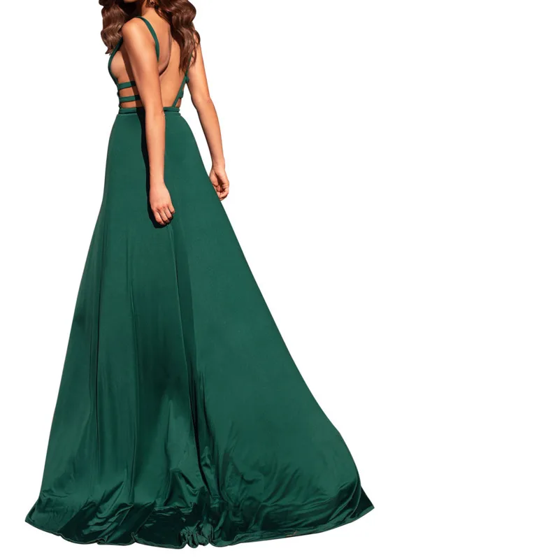 

summer green sexy long party dress women suspender backless robe femme vestidos jurken clothes kleider frocks sukienka elbise