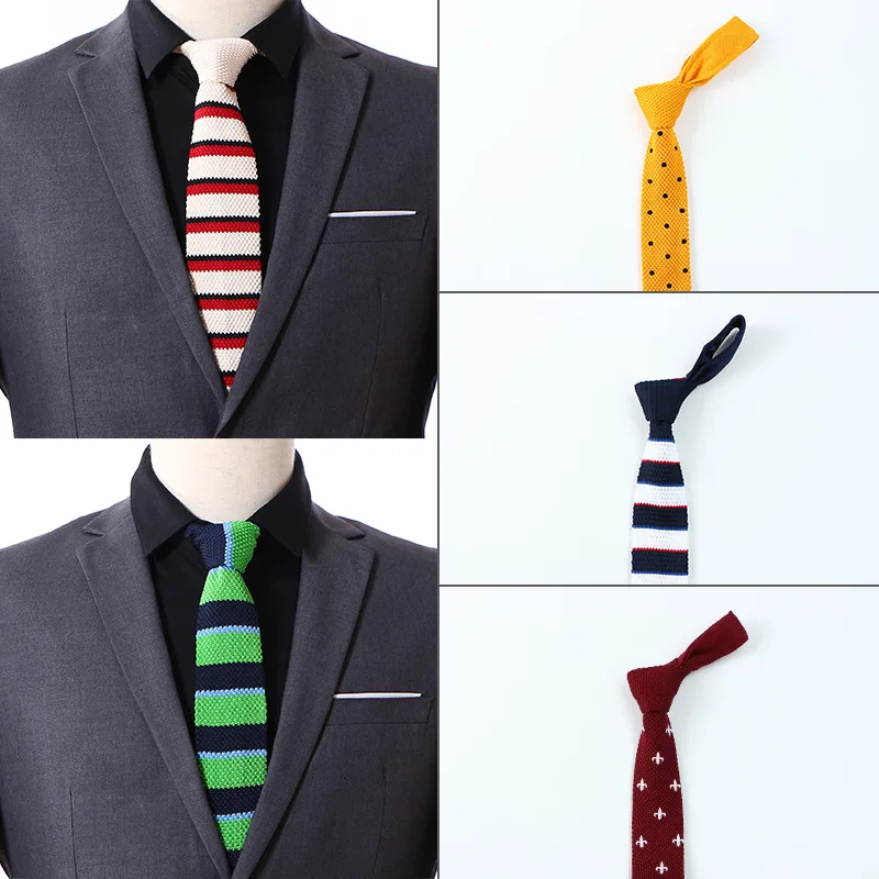 

2019 New Polyester Silk Knit Men's Tie Flat Head Stripes Business Wedding Casual Tie Manufacturers Custom Wholesale Fashion