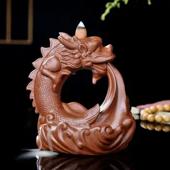 

Ceramic Dragon Incense Burner Smoke Waterfall Backflow Incense Censer Mountain River Handicraft Incense Holder Dragon Encensoir
