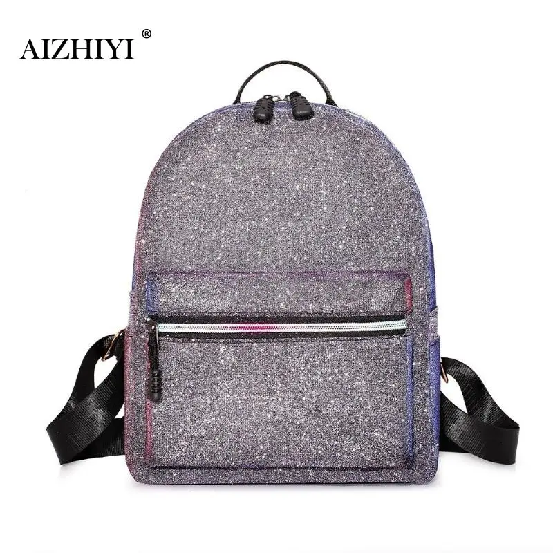 

2019 Sequins Fashion Teenager Girls Younth Backpack Travel Shoulder Bag Ladies PU Leather Girl Shiny Mini Bag Student Cases
