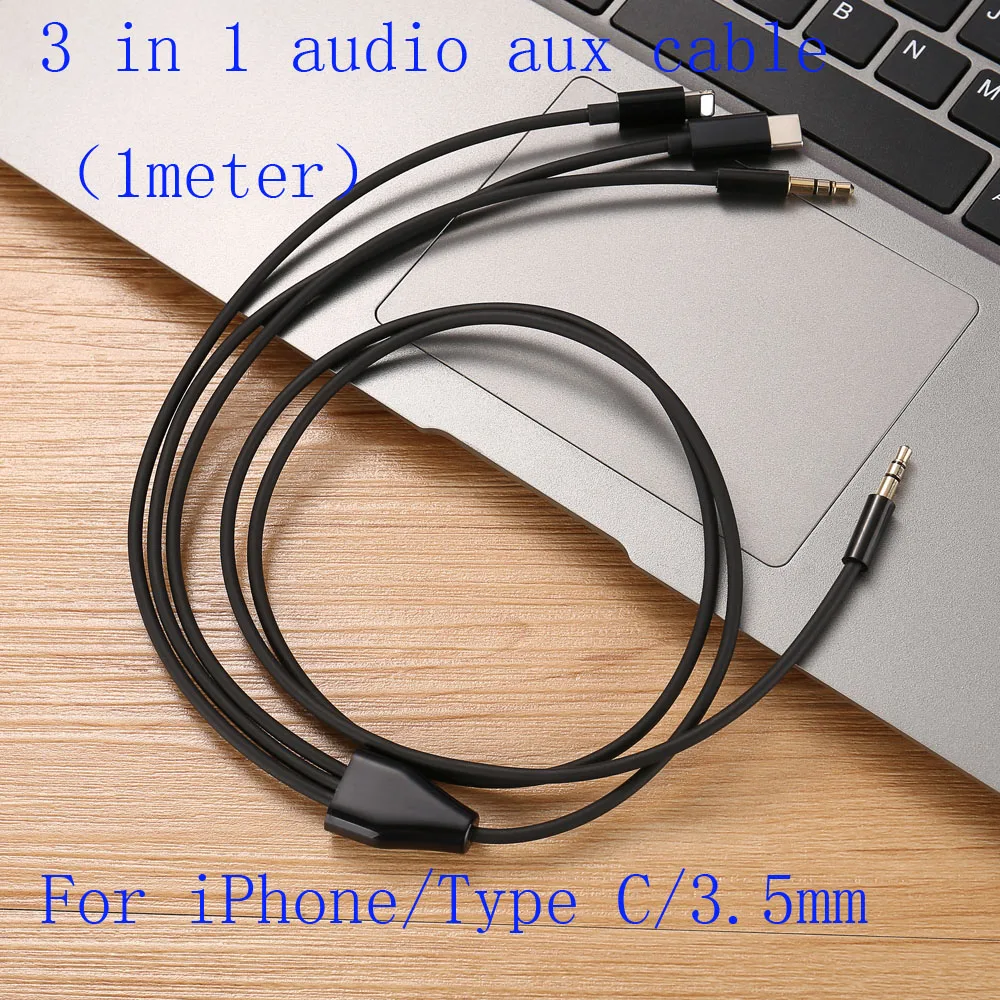1 м 3 фута USB C/8pin/3 5 мм до AUX Наушники в aux аудио кабель для телефона с 8 контактами и