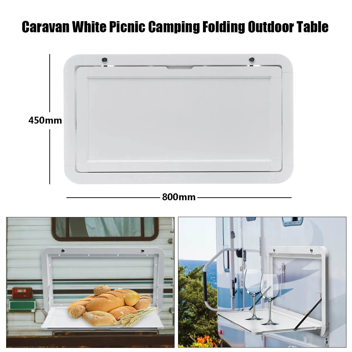 

Autoleader 800x450mm Caravan White Picnic Camping Folding External Table Motorhome RV For Caravan Camp Motorhomes
