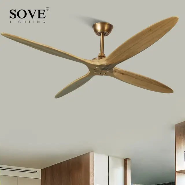 Sove 60 Inch Wooden Ceiling Fan Dc Remote Control Decorative Wood Ceiling Fans Without Light Fan Lamp 220v Ventilador De Techo