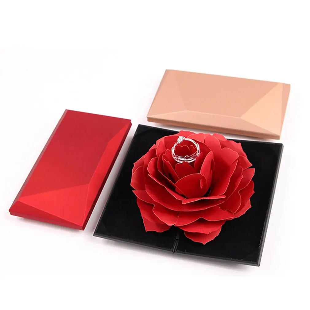 

Rotating Rose Ring Box Grace Proposal White Jewelry Box Gift