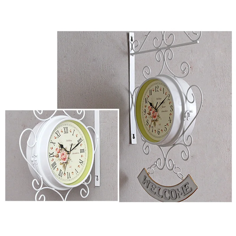 Петушок колокольчик наружный двусторонний настенные часы reloj де сравнению сад снаружи кронштейн станции horloge дома гостиная klok Декор