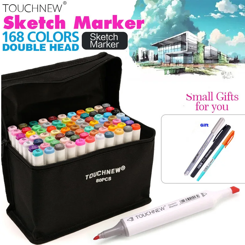 

TOUCHNEW 80 Colors Professional Art Marker Set Alcohol Based Sketch Marker Pen For Drawing Manga Design Artist Supplies