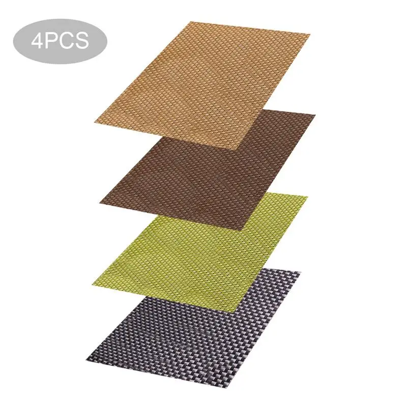 4 Piece Pvc Placemat Western Restaurant European Oil-free Waterproof Table Mat Rectangular Woven Tea Dining Cloth Creative Style