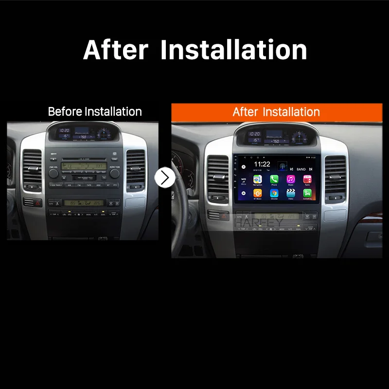 Top Harfey 2Din Android 9.0/8.1 9" Car Radio For Toyota Prado 2007-2010 Touchscreen Wifi Multimedia Player GPS Head Unit 5