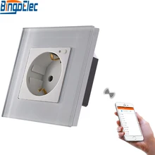 Bingoelec wifi розетка Германия стеклянная панель умный дом розетка Беспроводное управление по телефону работа с Amazon Echo Google Home
