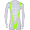 TiaoBug Men Bright Fluorescence Stretchy Novelty Mankini Thong Borat Swimsuit Male Swimming Beach Hot Sexy Swimwear Bathing Suit ► Photo 3/6