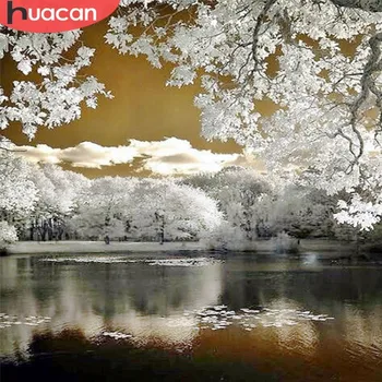 

HUACAN Diamond Painting Full Square Mosaic Winter Lake Scenic Diamond Embroidery Sale Snow 5D DIY Rhinestones Decor Home Gift