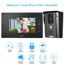 KKmoon 7 дюймов проводной видео дверной звонок визуальный двухсторонний аудио домофон ночного видения непромокаемая функция дистанционного разблокирования Видео дверной телефон