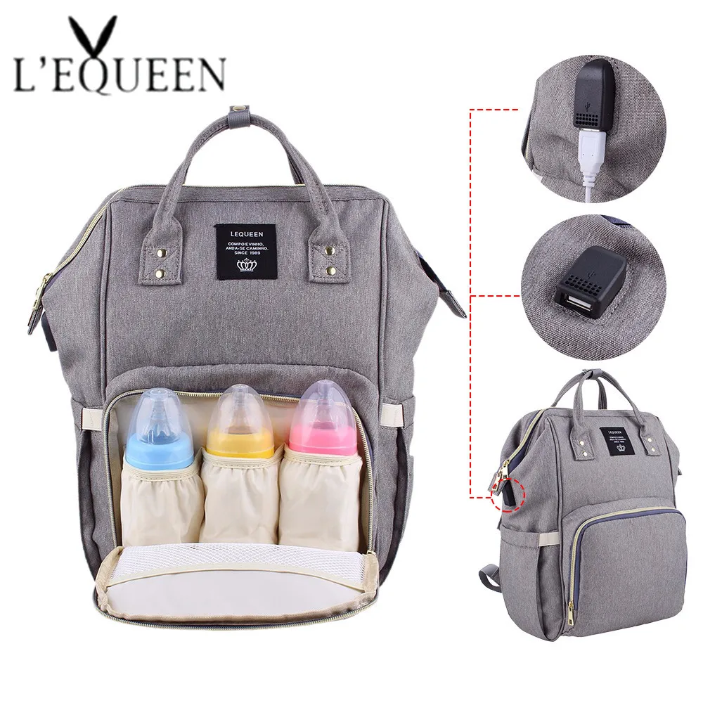 

USB Diaper Bags Large Nappy Bag Upgrade Fashion Travel Backpack for Mom High Quality Waterproof Mummy Bags for Baby Care/