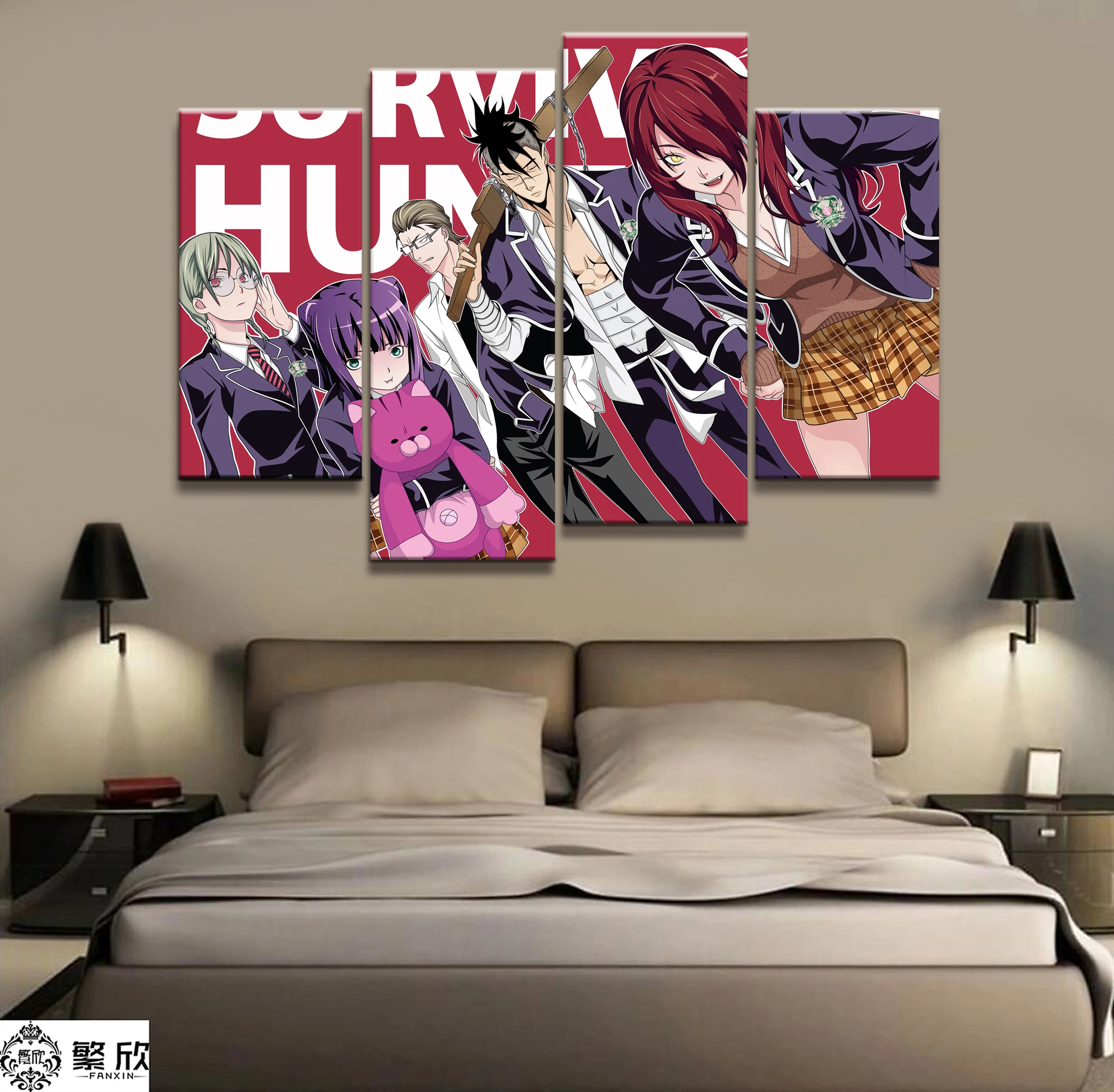 Домашний декор Модульная картина из холста 4 предмета Shokugeki No Soma аниме персонажи