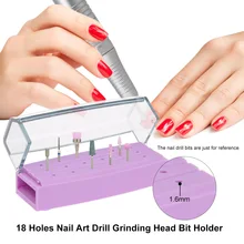 18 отверстий для дизайна ногтей дрель шлифовальный головной Бур Держатель Дисплей Коробка для хранения ногтей сверла контейнер стойка дисплея