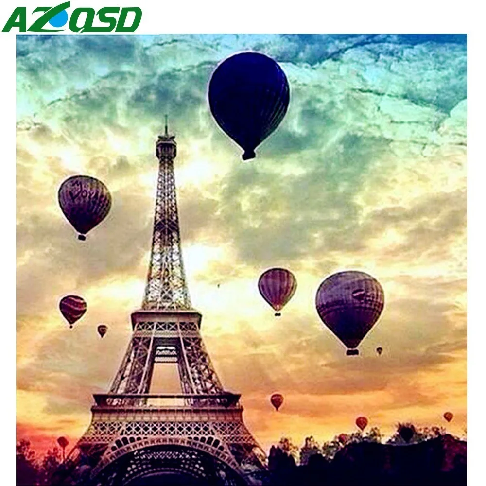 

AZQSD Diamond Mosaic Eiffel tower 5D Diy Needlework Full Square Drill Diamond Painting Landscape Home Decor Diamond Embroidery
