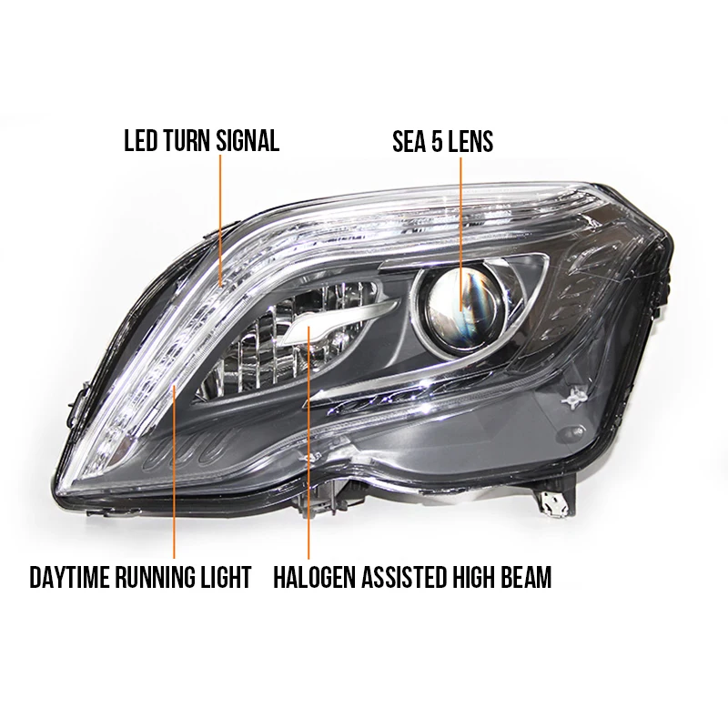 ROADOT фары в сборе для Mercedes Benz GLK 2012/2013/2004/2015 светодиодный HID DRLTurn сигнал Биксенон