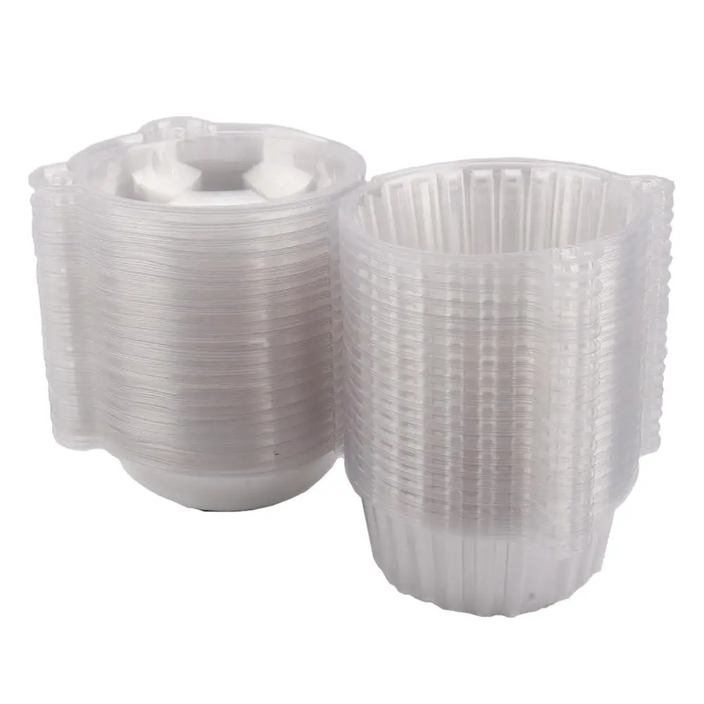 

100PCS/Lot Disposable Transparent Plastic Box Single Cupcake Boxes Muffin Dome Box