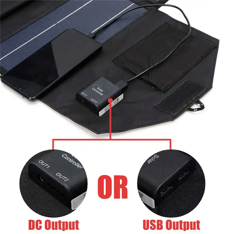  50W 12V Solar Panel Portable Dual USB Folding Charger Mobile Power Bank for Phone Battery Port for 