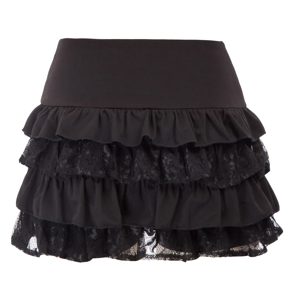 

Women Vintage Gothic Victorian Stempunk Elastic Waist Ruffled Mini Culottes