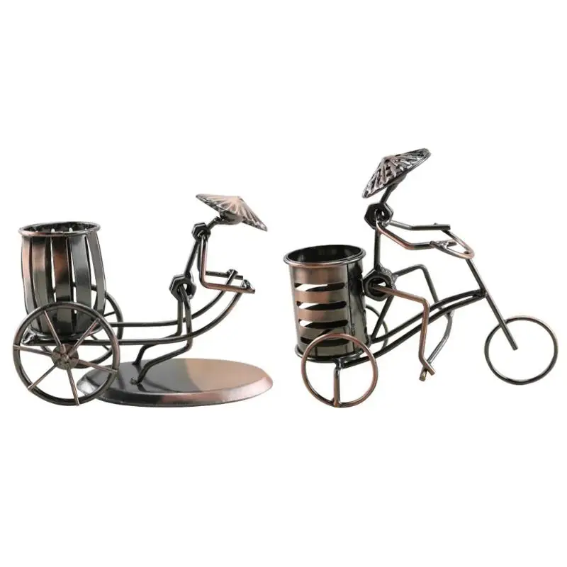 cheap Creative Novelty Stainless Steel Classic Car Pen Holder Artistic Vintage Iron Metal Vase Pot Decoration Ornament Gifts