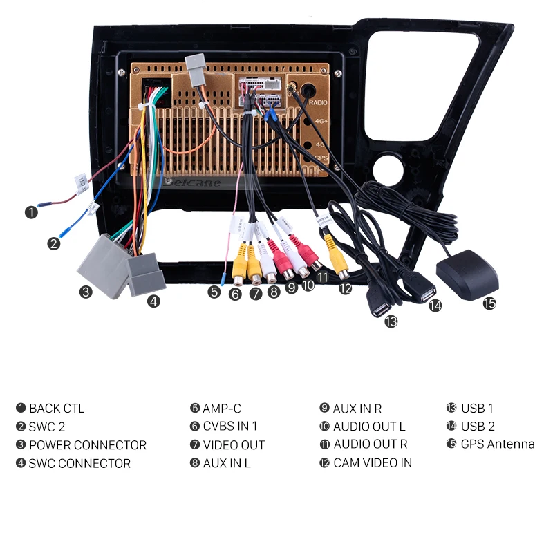 Clearance Seicane 9 inch Head Unit Player Android 9.0 GPS Car Radio For 2014 2015 2016 2017 Honda Civic Support Steering Wheel Control 4