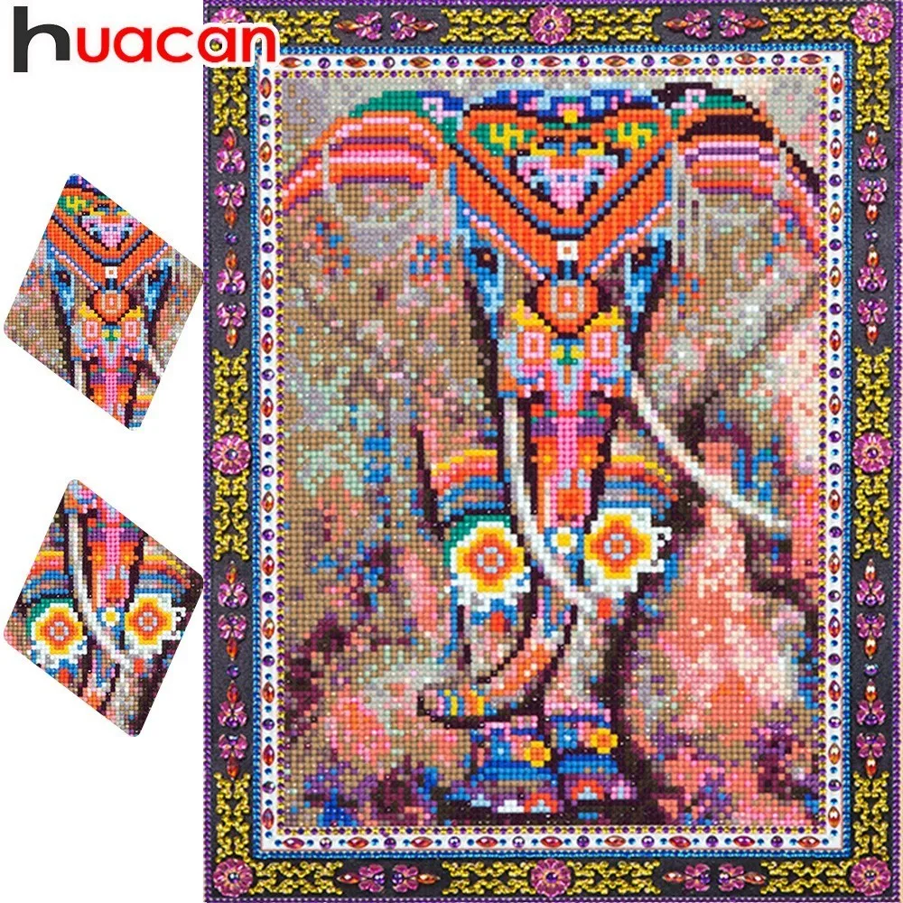 

Huacan Diamond Painting Elephant Special Shaped Full Round Diamond Embroidery Sale Animal 5D DIY Mosaic Picture Of Rhinestone