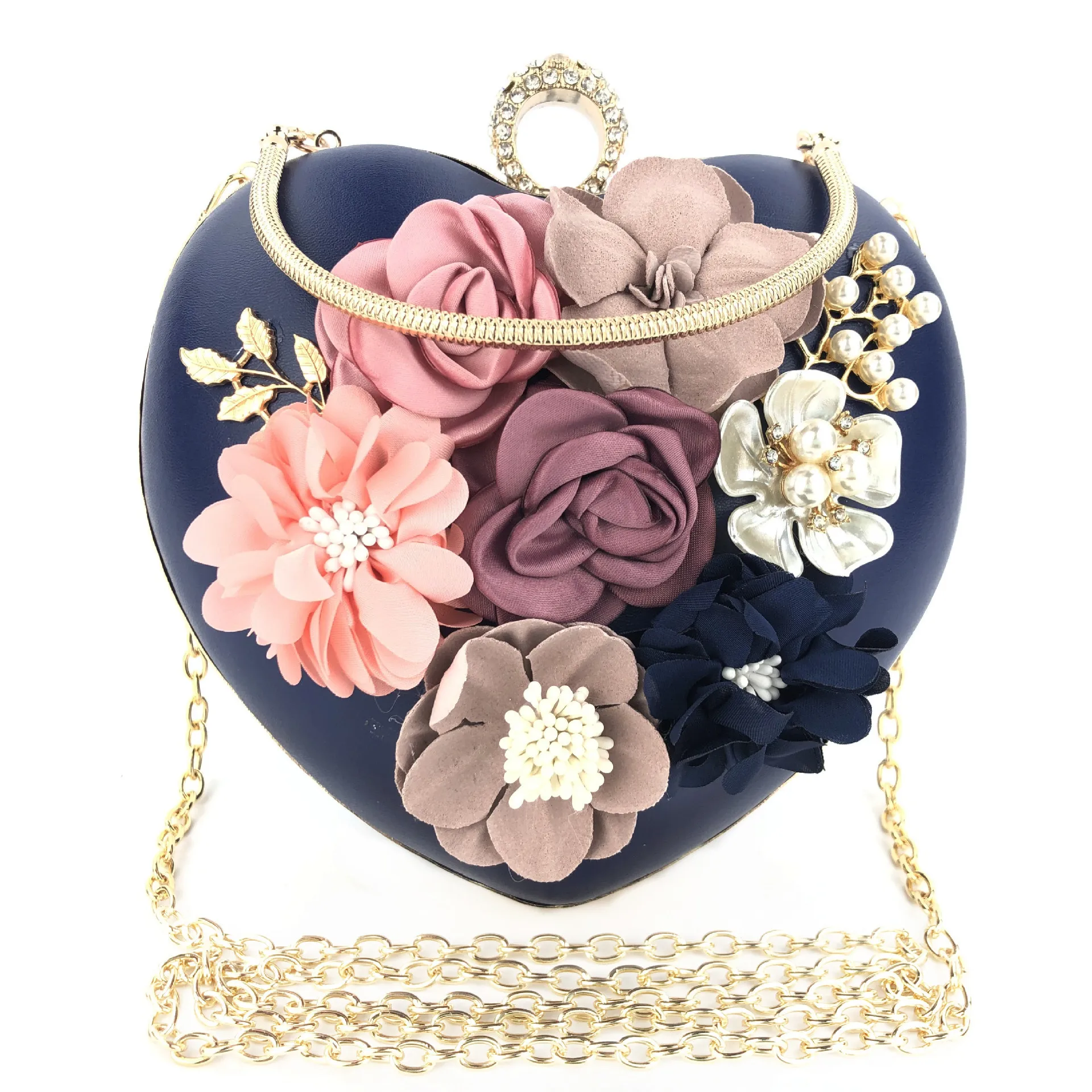 Heart shaped Flower Dinner Bag Bride Flower Clutches Evening Bags