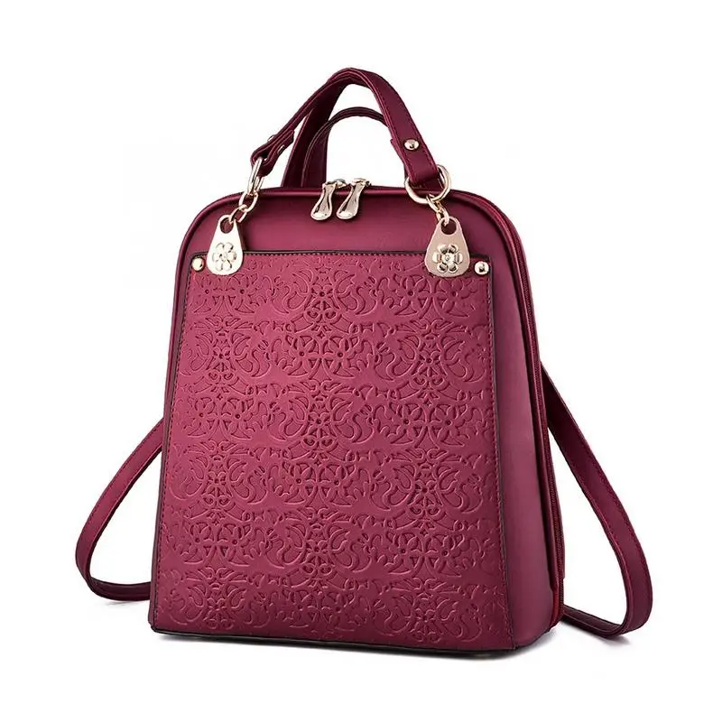 

Vintage Women Mini Backpack Retro Embossing PU Leather School bag For Girls Teenager Female Shoulder Backpack Satchels