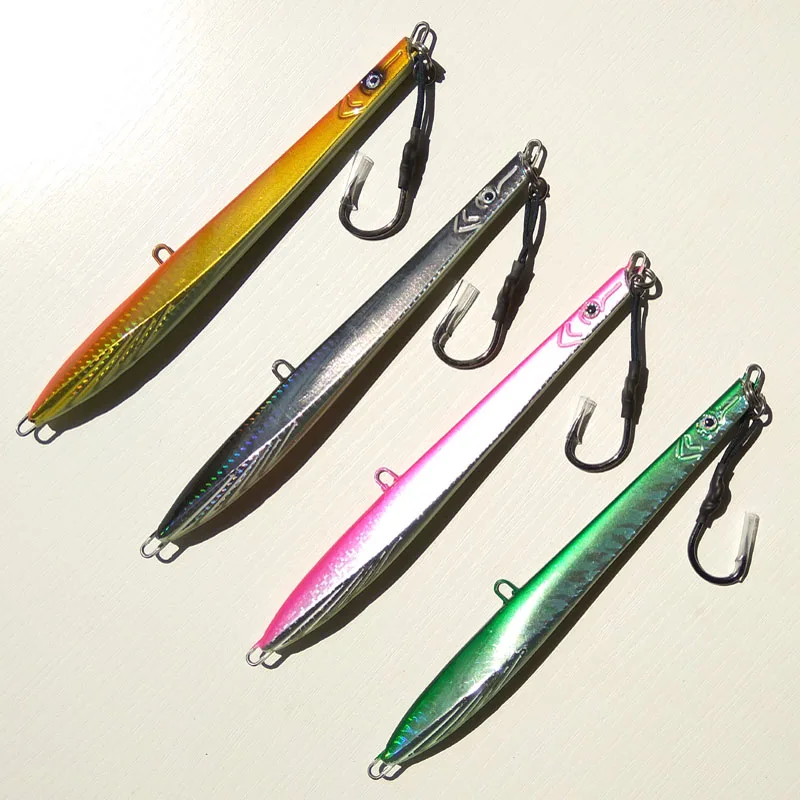 

4color 150g 200g 250g lead fish lead jig knife jig Mixed with seperate package super strong fishing hook free shipping