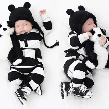 

Newborn Baby Boy Girls Striped Cotton Romper Long Sleeve Jumpsuit Outfit Clothes
