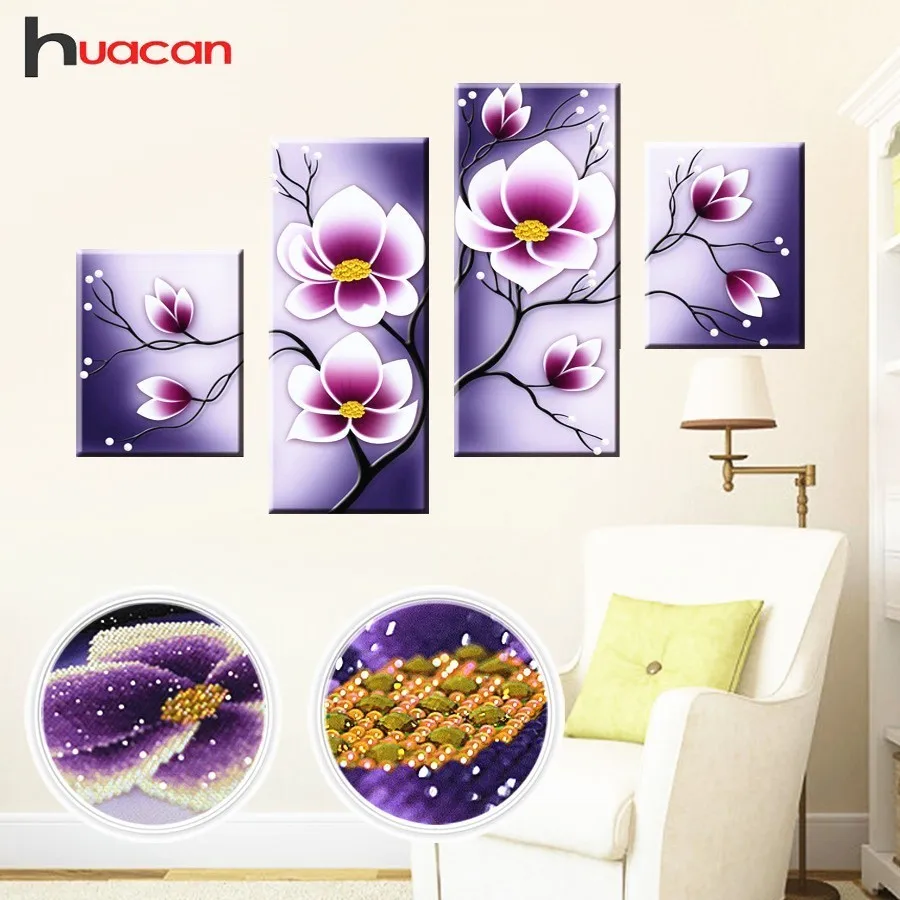 

Huacan Special Shaped Diamond Embroidery Mosaic Flowers Wall Decor DIY 5D Diamond Painting Cross Stitch Orchid Multi Collages