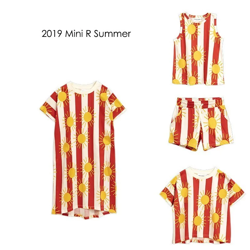 

Kids T Shirts 2019 Mini R Brand Summer Boys Girls Stripe Sun Print Short Sleeve T Shirts Baby Child Cotton Tops Tees Clothes