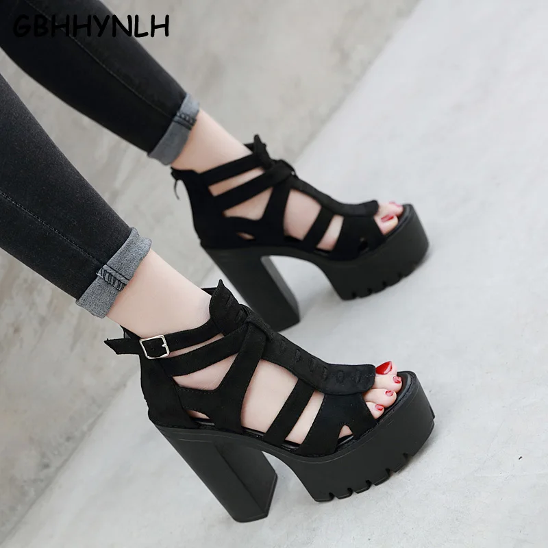 peep toe platform block heels