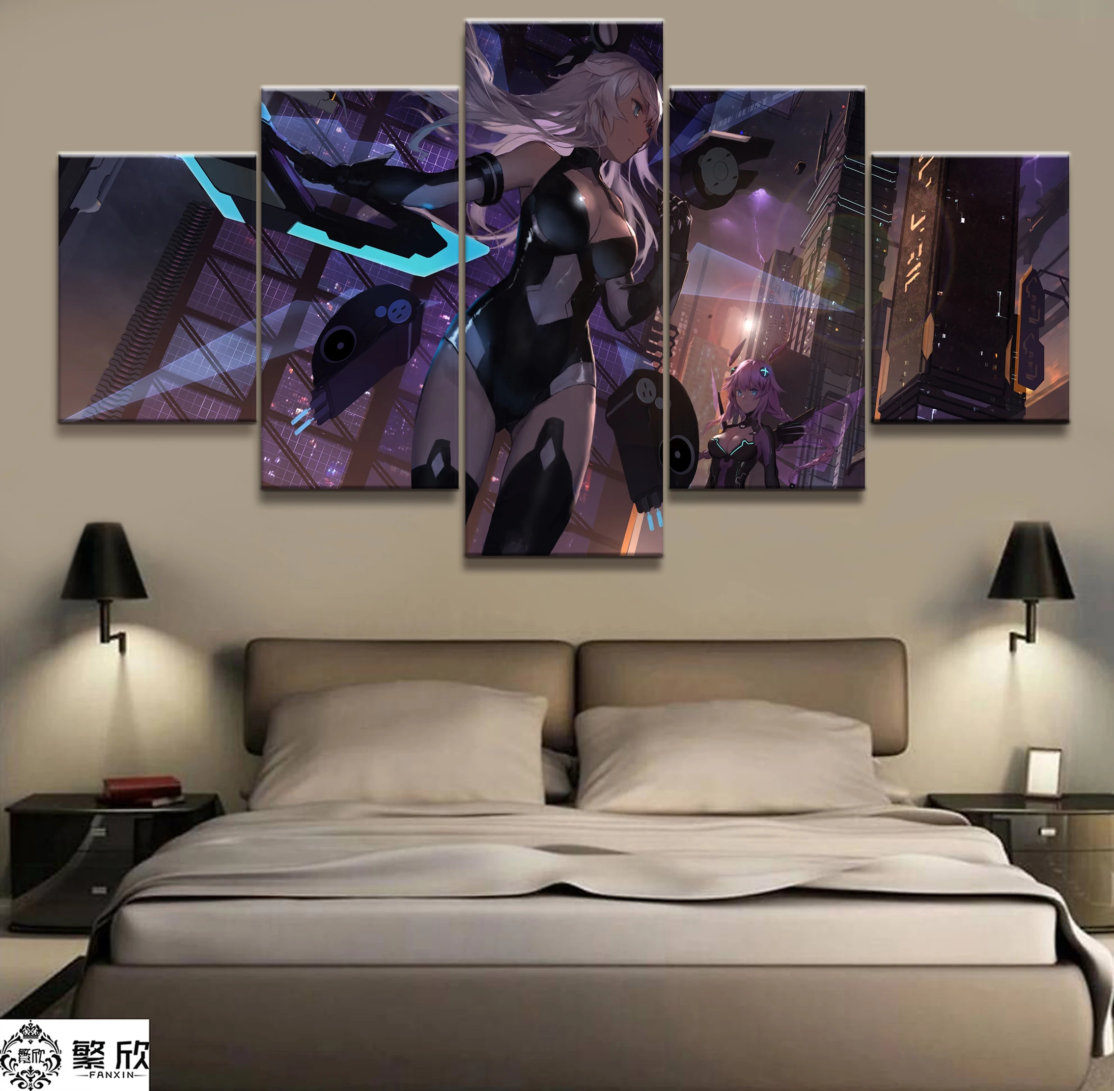 

Home Decor Modular Canvas Picture 5 Piece Hyperdimension Neptunia Game Painting Poster Wall For Home Canvas Painting Wholesale