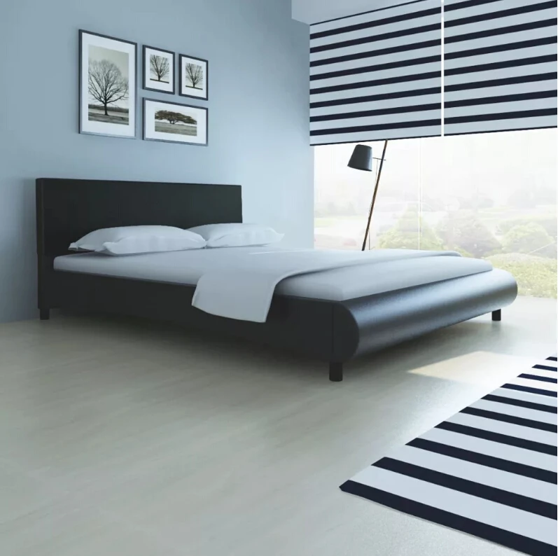 

VidaXL Bed Frames 160 X 200 Cm Artificial Leather Black Bed Bases for Hotel Home Black Bed Frames Bases V3