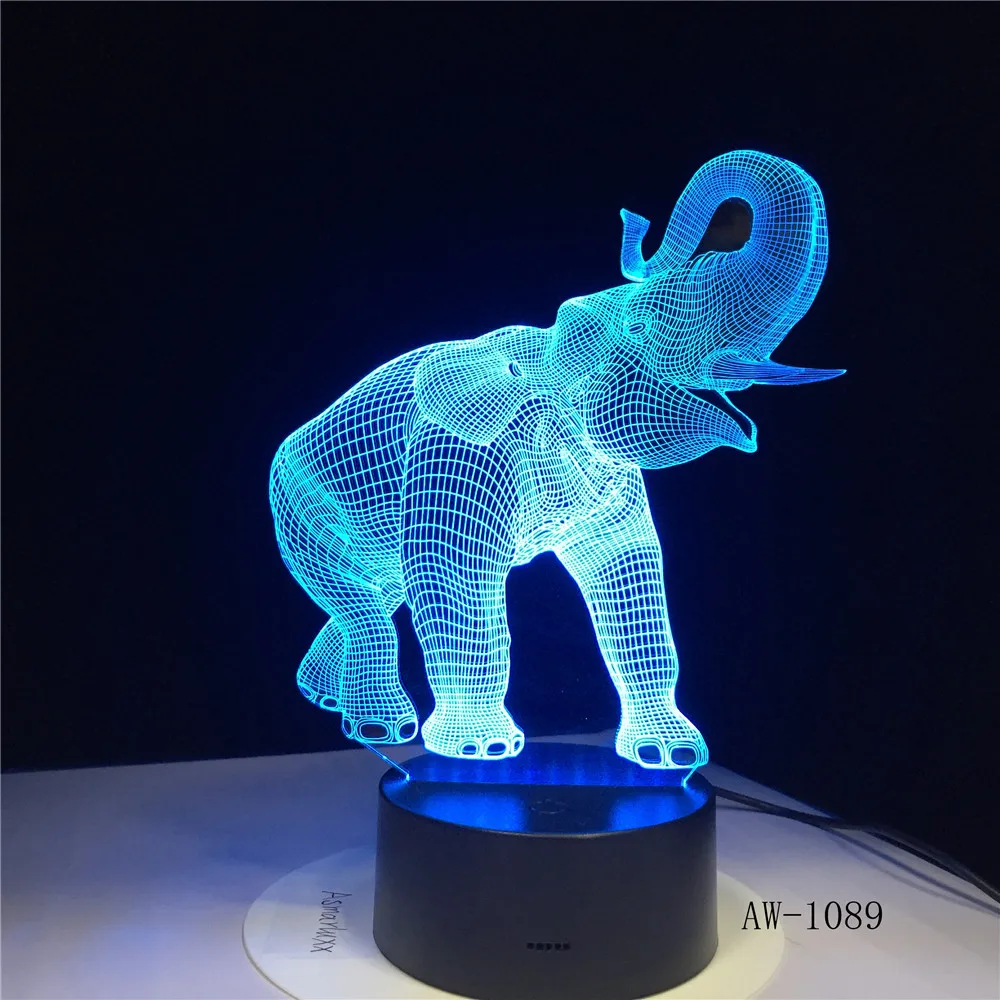

3D LED Night Light Dance Elephant with 7 Colors Light for Home Decoration Lamp Amazing Visualization Optical Illusion AW-1089