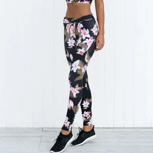 Женские штаны, женские леггинсы для фитнеса, для бега, для спортзала, для упражнений, спортивные брюки, с высокой талией, с принтом